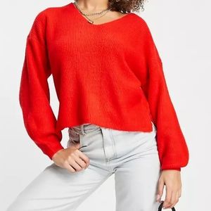 Threadbare Fluffy Knit Sweater in bright red. Size Large US12/UK16